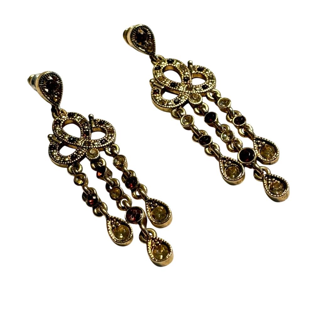 Monet pierced earrings drop dangles hippie chic festival jewelry ornate unique
